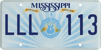 MS license plate LLL113