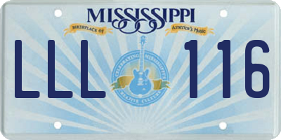 MS license plate LLL116