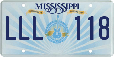 MS license plate LLL118