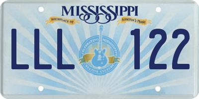 MS license plate LLL122