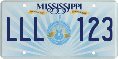 MS license plate LLL123