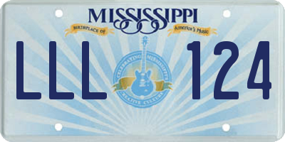 MS license plate LLL124