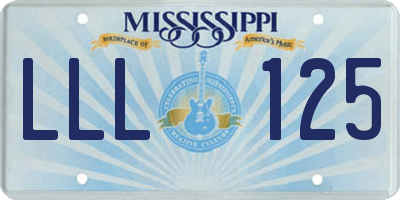 MS license plate LLL125