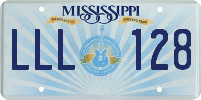 MS license plate LLL128