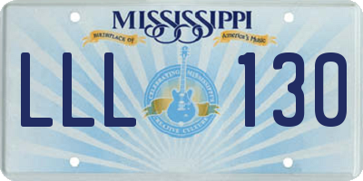 MS license plate LLL130