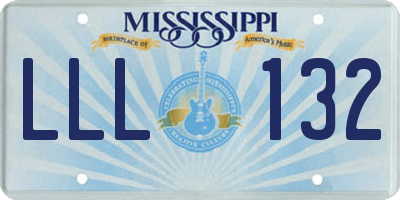 MS license plate LLL132
