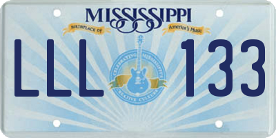 MS license plate LLL133