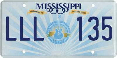 MS license plate LLL135