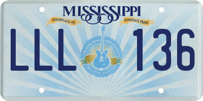 MS license plate LLL136
