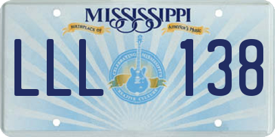 MS license plate LLL138