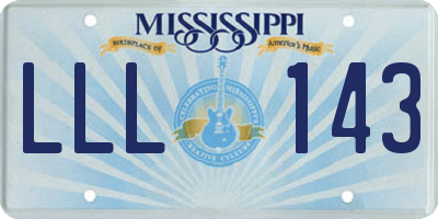 MS license plate LLL143