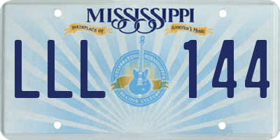 MS license plate LLL144