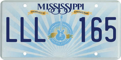 MS license plate LLL165