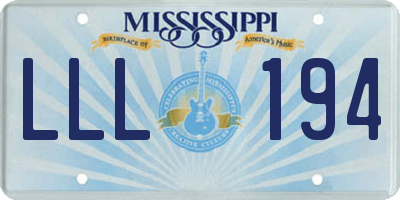MS license plate LLL194