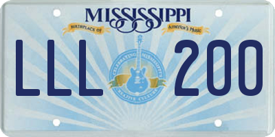 MS license plate LLL200