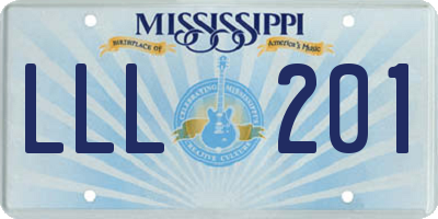 MS license plate LLL201