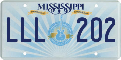 MS license plate LLL202