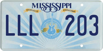 MS license plate LLL203
