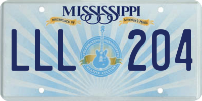 MS license plate LLL204