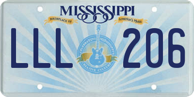 MS license plate LLL206