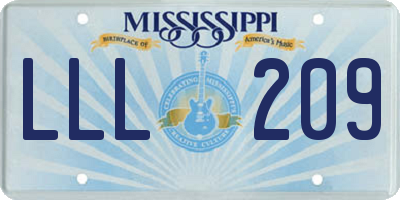 MS license plate LLL209