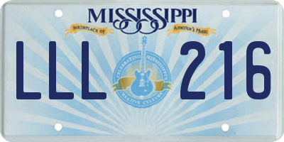 MS license plate LLL216