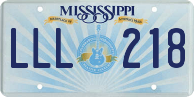 MS license plate LLL218
