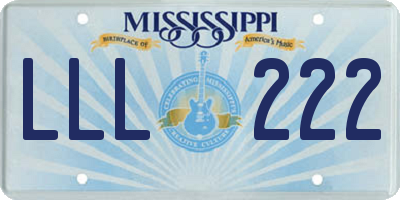 MS license plate LLL222
