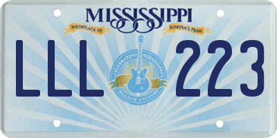 MS license plate LLL223