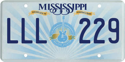 MS license plate LLL229