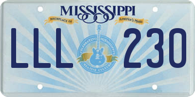 MS license plate LLL230
