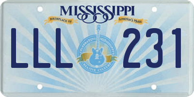 MS license plate LLL231