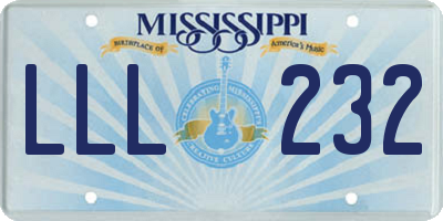 MS license plate LLL232