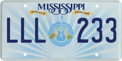 MS license plate LLL233