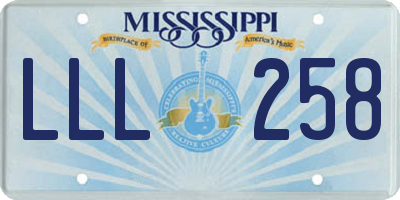 MS license plate LLL258