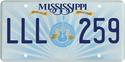 MS license plate LLL259
