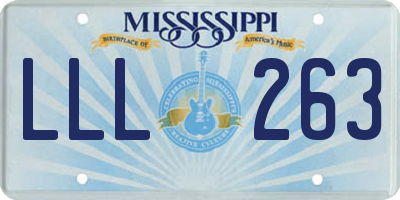 MS license plate LLL263