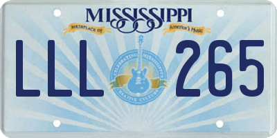 MS license plate LLL265