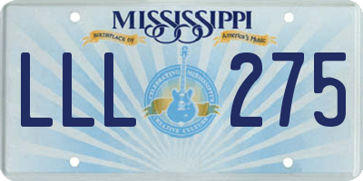 MS license plate LLL275