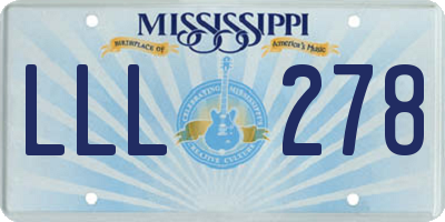 MS license plate LLL278