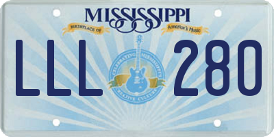 MS license plate LLL280