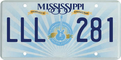 MS license plate LLL281