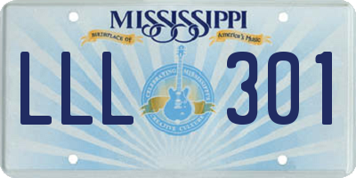 MS license plate LLL301