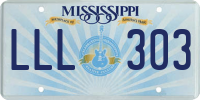 MS license plate LLL303