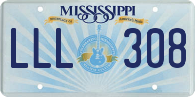 MS license plate LLL308