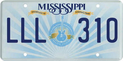 MS license plate LLL310