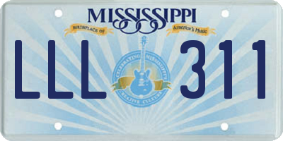 MS license plate LLL311