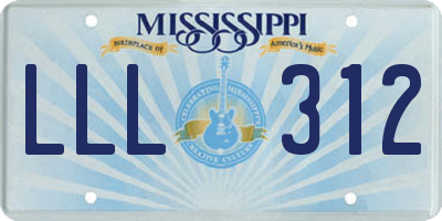 MS license plate LLL312