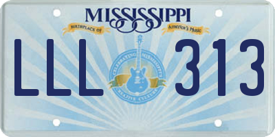 MS license plate LLL313
