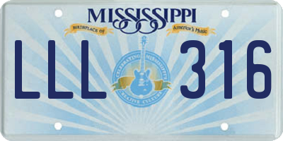 MS license plate LLL316